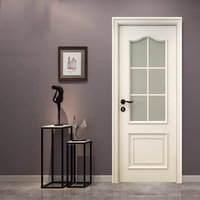 Porte moderne en bois pour chambre à coucher Panneau de verre design Porte intérieure en bois blanche Porte intérieure demi-bois demi-verre pour habitation