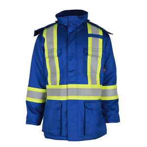 Chaqueta de seguridad de alta visibilidad, abrigo de trabajo de algodón ignífugo para trabajadores químicos, metalúrgicos y petroleros Xk2023 D0045 - Product Image 4