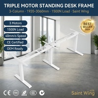 Cadre de bureau debout électrique à trois moteurs SaintWing, base de bureau réglable en hauteur à 3 pieds avec certification CE pour poste de travail de bureau