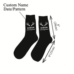 Customized Groomsmen With Name Bespoke Wedding Day Gifts for Groom Crew - Cotton Dress <b>Socks</b> - Product Image 3