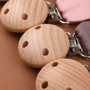 Groothandel 100% katoenen baby speenketting, handgemaakt van crêpe, met houten clips, op maat gemaakte babyartikelen van Bébé - Product Image 4