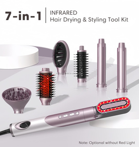 <span class=keywords><strong>Spazzola</strong></span> Asciugacapelli ad Aria Calda con 7 Testine Intercambiabili per Styling Rapido e Duraturo di <span class=keywords><strong>Capelli</strong></span> Ondulati, Logo Personalizzabile OEM/ODM - Product Image 1