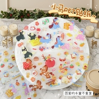 Autocollants mignons de poneys de dessin animé, transparents en PET, imperméables, décoratifs, pour DIY, bullet journals, téléphones, bouteilles d'eau, embellissements