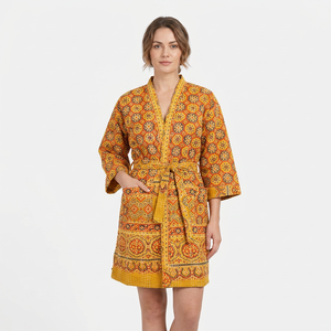 100% Cotton Kimono Indian Kimono Robe Printed <b>Dressing</b> <b>Gown</b> Women's Bathrobes Cotton <b>Dressing</b> Women's Jackets <b>Lightweight</b> Kimono - Product Image 1