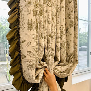 Rideaux de ferme en chenille jacquard à imprimé floral DaiRui, rideaux de fenêtre de luxe de style campagnard français pour chambre à coucher, salon - Product Image 1