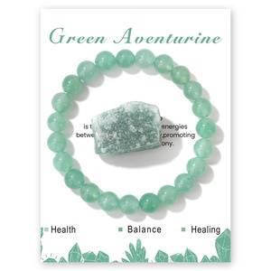 Natural Stone Bracelet Set, 8mm Round Bead Stretch Bracelet, with Raw Stones and Meaning Cards, Wholesale Customizable - Product Image 6