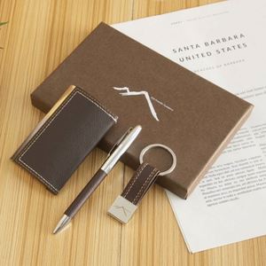Executive <b>Gift</b> <b>Set</b>: Personalized Business Card Holder, Pen & Keychain - Branded Corporate <b>Gifts</b> - Product Image 3