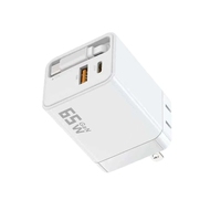 Chargeur mural USB C de haute qualité GaN PD65W 2 ports Charge rapide pour tous les types de téléphones portables