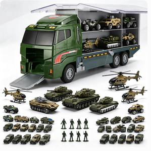 Camion militaire personnalisé avec figurines de soldats, mini-véhicule de combat en métal moulé sous pression dans un camion de transport - Product Image 5