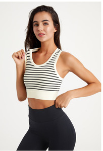 เสื้อครอปแขนกุดลายทางสำหรับผู้หญิง, เสื้อครอปแบ็คเสื้อกีฬาเสื้อออกไปข้างนอกรุ่นพื้นฐาน - Product Image 4