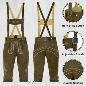 Lederhosen bavarois pour homme avec ensemble chaussures et chaussettes, costume traditionnel allemand pour l'Oktoberfest, tissu velours - Product Image 2
