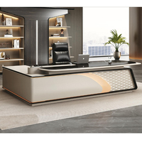 Bureau de direction de luxe haut de gamme en L avec rangement pour PDG – Ensemble complet de mobilier de bureau commercial