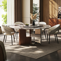 Italienisches Modernes Luxus-Marmor Super-Kristallstein Runder Esstisch und Stühle Set Hochwertig für Zuhause Hotel Apartment