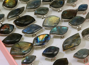 RG1086 Wholesale Natural Gemstone <strong>Rings</strong>,Silver Natural Blue Fire Flashy Freeform <strong>Labradorite</strong> <strong>Rings</strong> - Product Image 4