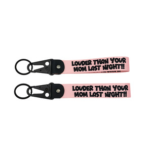 Porte-clés en alliage de zinc avec broderie <span class=keywords><strong>moto</strong></span> et voiture, motif bande de tissu, pendentif et sangle de remorque - Product Image 5
