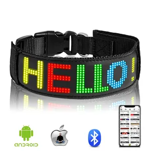 Light Up RGB Full Color LED Dog Coleiras Bateria USB Recarregável Tamanho Livre Ajustável Display LED Dog Collar Brilho Coleiras de Segurança