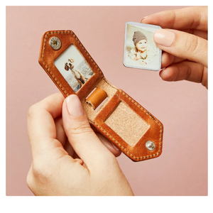 YY Pu Leather Photo Frame Keychain Two Photos Photo Keyring