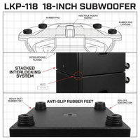 Subwoofer professionnel simple de 18 pouces, 600W AES, 2400W de crête, bobine vocale de 100 mm, caisson de basses en contreplaqué de bouleau de 18 mm pour KTV, bar, club, vente en gros