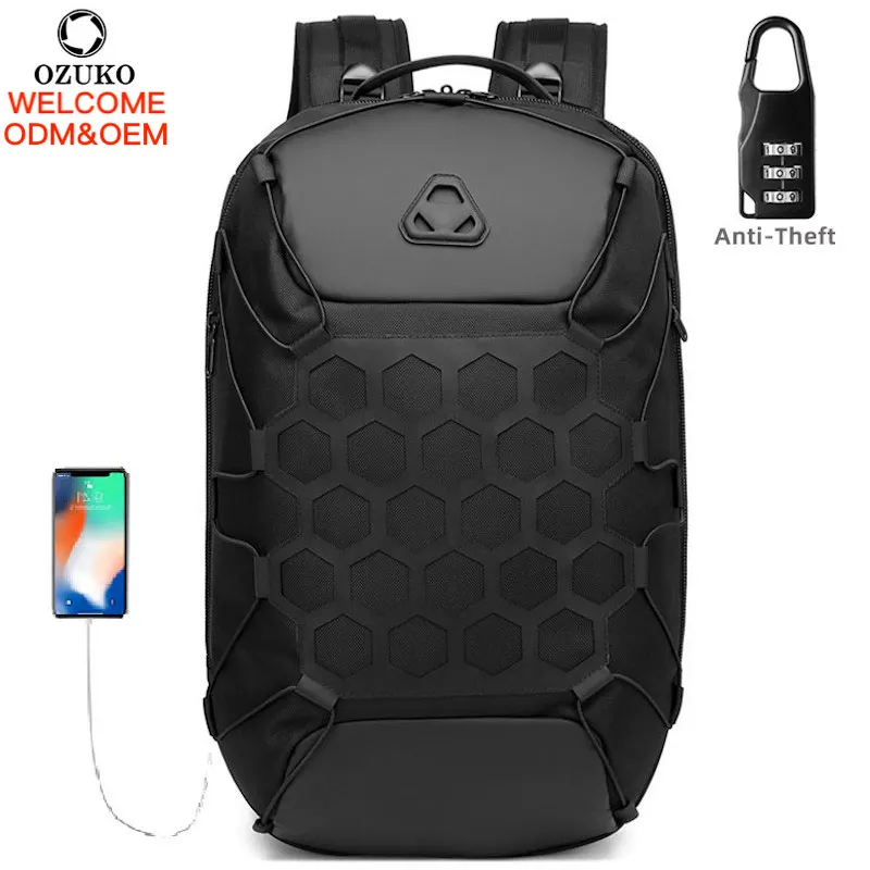 Ozuko 9348 2023 Large Capacity High Quality Travel Bag For Men Waterproof School Bookbag Laptop Day Commuting Backpacks For Men