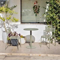 Ensemble bistrot d'extérieur 3 pièces en fer, revêtement en poudre antirouille, mobilier de café pour terrasse, jardin, balcon