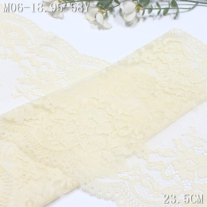 Accessoires de lingerie féminine : Dentelle extensible jaune clair de 23 cm de large, garniture florale en dentelle élastique, tissu élastique - Product Image 6