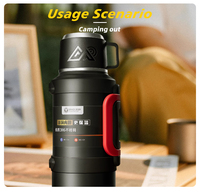 Pot isotherme de voyage en acier inoxydable de grande capacité 2000 ml, anti-fuite, sans BPA, pour boissons chaudes et froides, avec poignée et couvercle