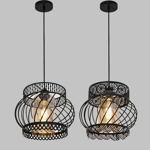 Prezzo all'ingrosso Design semplice Vintage Hotel soggiorno cucina isola pranzo nero sospensione in ferro moderno luce pendente con Buld - Product Image 3