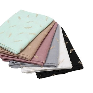 2025 New Design <b>Gold</b> Feather Viscose Shawl Scarf High Quality Bronzing Soft Head Wraps <b>Pashmina</b> Stole Muslim Hijab - Product Image 4