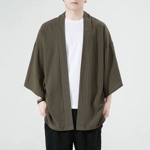 Chemises Kimono Japonaises HANO pour Hommes, Décontractées, Ouvertes, Légères, Yukata, Mode, Cardigan Noir, Manches 3/4, Vêtement d'Extérieur, Vacances d'Été - Product Image 4