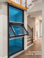 Fenêtre à auvent en alliage d'aluminium certifiée AS2047, isolante thermiquement, conforme Energy Star, avec moustiquaire en acier inoxydable, design contemporain