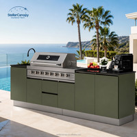 Cuisine extérieure modulaire écologique personnalisée en acier inoxydable avec armoire, porte vitrée, charnière et évier - Ensemble complet d'armoires pour
