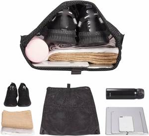 ถุงตาข่ายสีดำแบบพกพาสำหรับใส่ของเล่นชายหาด ของใช้ในยิม หรือเสื้อผ้า  แข็งแรงทนทาน พร้อมเชือกผูก สำหรับผู้ชายและผู้หญิง - Product Image 5