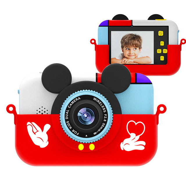 X18 2.4 Inch Larger Screen 1080P HD Mini Cute Mickey Mouse Selfie Children's Camera Dual Lens Kids Digital Camera for Boys Girls