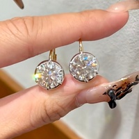 Boucles d'oreilles élégantes en forme de panier, en or 10K plaqué rhodium, avec diamants de laboratoire taille brillant de 6,5 mm, certifiés IGI, vente en gros