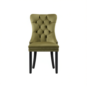 Silla de Comedor Moderna DB Nikki Collection, Tapizada en Terciopelo, Patas de Madera Maciza, Detalles de Tachuelas - Product Image 1