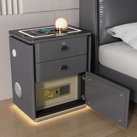 Table de chevet intelligente extensible moderne avec chargeur sans fil, éclairage LED et rangement sécurisé pour chambre, appartement, hôtel, hôpital