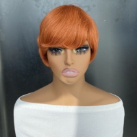 # Perruques courtes de style pixie, lisses, en cheveux humains Remy, fabriquées à la machine, 350 fils