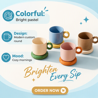 Mug en céramique avec soucoupe, poignée ronde, style nordique, logo personnalisé, couleur, cadeau promotionnel, 340 ml, passe au lave-vaisselle et au micro-ondes