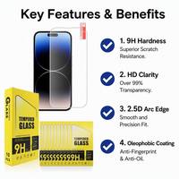 Protection d'écran en verre trempé HD transparent anti-rayures 9H 10-en-1 en gros pour iPhone 15 16 17 18 Pro Max Duo 14 13 12 Xs Max