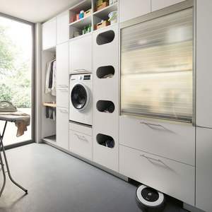 Armoires blanches <span class=keywords><strong>de</strong></span> luxe durables <span class=keywords><strong>avec</strong></span> <span class=keywords><strong>panier</strong></span> <span class=keywords><strong>de</strong></span> rangement pour <span class=keywords><strong>linge</strong></span>, grande capacité, panneau <span class=keywords><strong>de</strong></span> qualité ENF pour les buanderies d'appartements et <span class=keywords><strong>de</strong></span> villas - Product Image 2