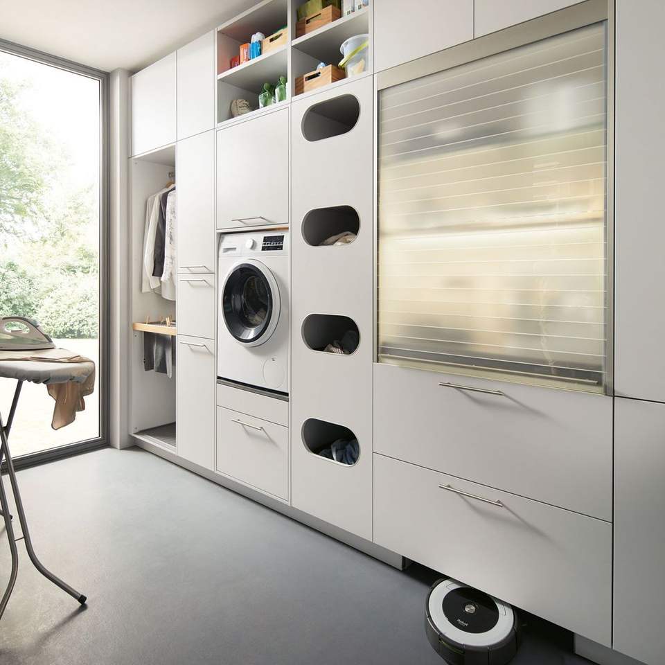 Luxury Durable White Cabinets with Laundry Basket Storage Large
