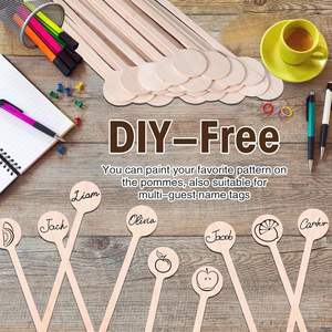 6.25인치 라운드 패들 모양 나무 스틱, 꿀 용 나무 막대 - Product Image 5