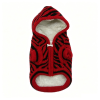 Pull à capuche pour chien à rayures zébrées, doublé en polaire, fermeture éclair, tricoté, vêtements pour animaux de compagnie, hiver
