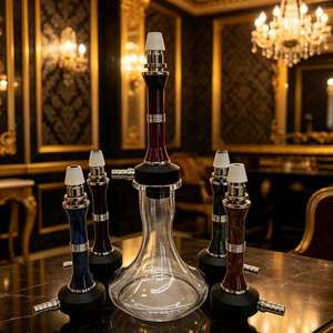 Juego de Hookah de Vidrio Transparente, Estilo Madera, Base de Metal, Múltiples Boquillas, para Salón, Bar, Uso Doméstico - Product Image 6