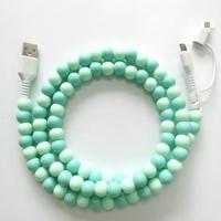 Cable de Datos USB-C a USB-A de 1M, Hecho a Mano, con Perlas Coloridas, Carga Rápida, Revestimiento de PVC Duradero, para Computadoras y Teléfonos Móviles