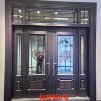 Porte d'entrée en acier de luxe pour villa, design français, sécurité antivol, usage extérieur pour appartement et hôtel, télécommande infrarouge personnalisée