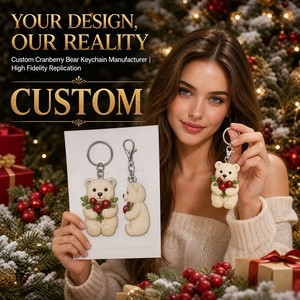 Porte-clés en peluche personnalisé Mascotte Ours Canneberge, Personnage Original de Noël, Jouet Promotionnel CPC, Cadeau, OEM ODM, Animal en Peluche - Product Image 1