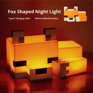 Lámpara Nocturna <span class=keywords><strong>Minecraft</strong></span> Pixel Fox - Lámpara LED Recargable con Cambio de Color para Dormitorio - Product Image 3