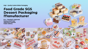 Nhà máy trực tiếp Pet bánh Slice hộp giấy nhỏ charcuterie hộp tráng miệng Trắng khay nhựa rõ ràng nắp các tông cơ sở cho bánh - Product Image 2