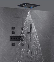 Ensemble de douche encastrée tout en cuivre Plafond avec cascade Ensemble de douche dissimulée Hôtel Maison Salle de bain Bain Douche Massage Système de douche à effet pluie